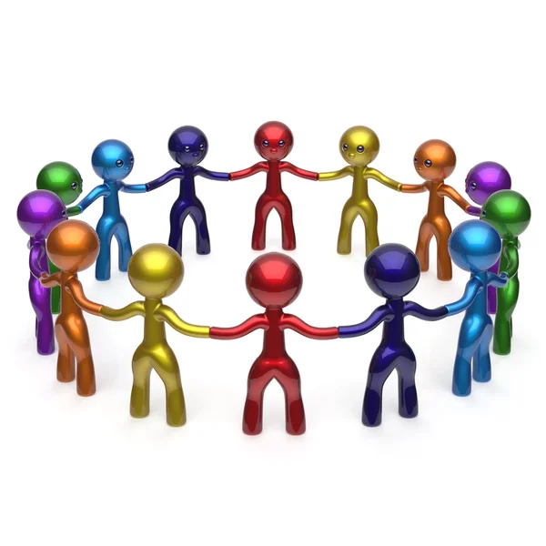 Men together circle social network characters worldwide icon — Stockfoto