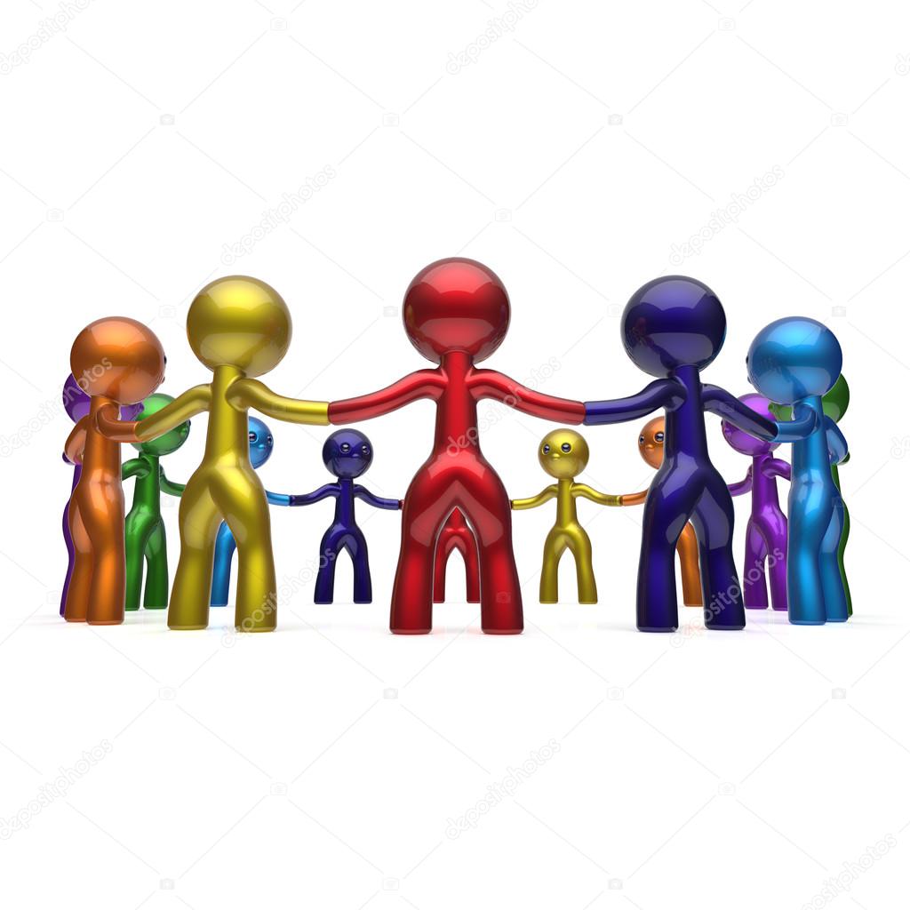 Men together circle chain social network people characters