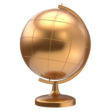 Globe planet Earth golden blank shiny geography icon