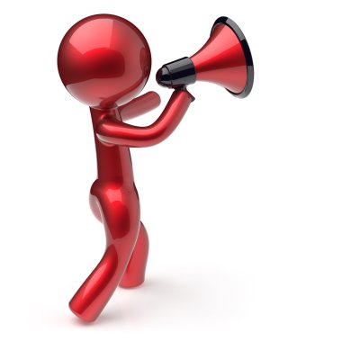 Announcement man megaphone character speaking