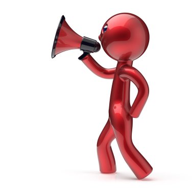 Man speaking megaphone making news announcement icon