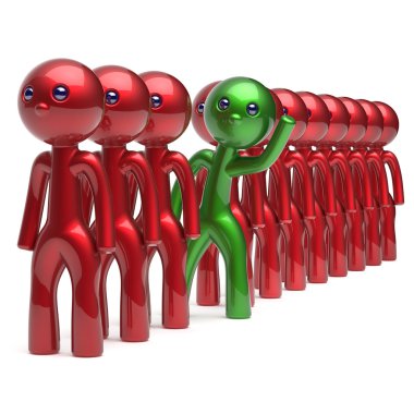 Different people character individuality person red green