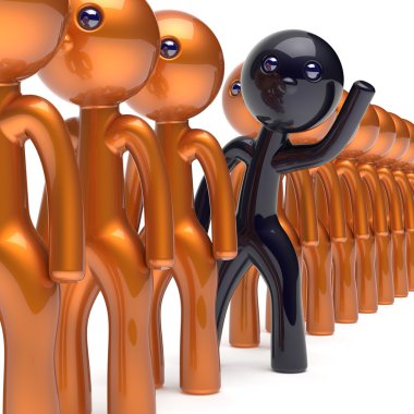 Different people black character stand out from the gold crowd