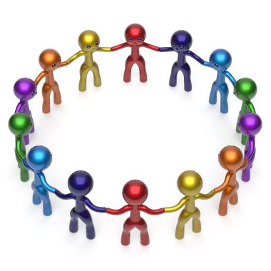 Social network men together circle characters friendship icon