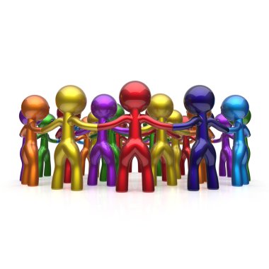 Social network large circle characters group people team