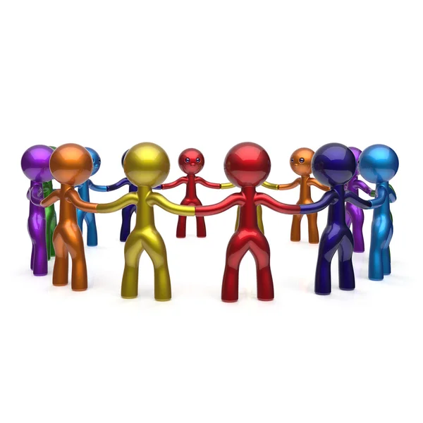 Human resources teamwork stylized men together circle chain — Stockfoto