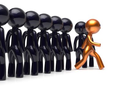 Different people character stand out from the crowd golden