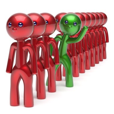 Stand out from the red crowd different people character icon