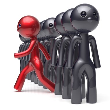 Different people stand out from the crowd individuality man