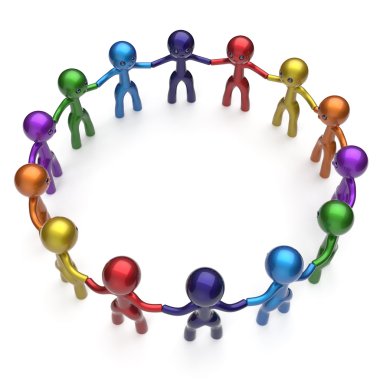 Social network stylized people teamwork men together circle