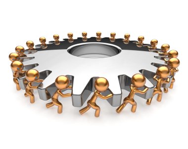 Partnership business process teamwork turning gearwheel