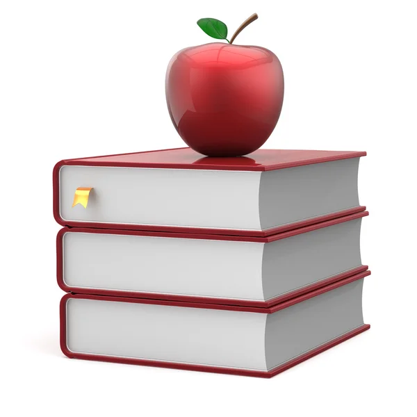 Livres manuel pile pomme blanc rouge signet école icône — Photo
