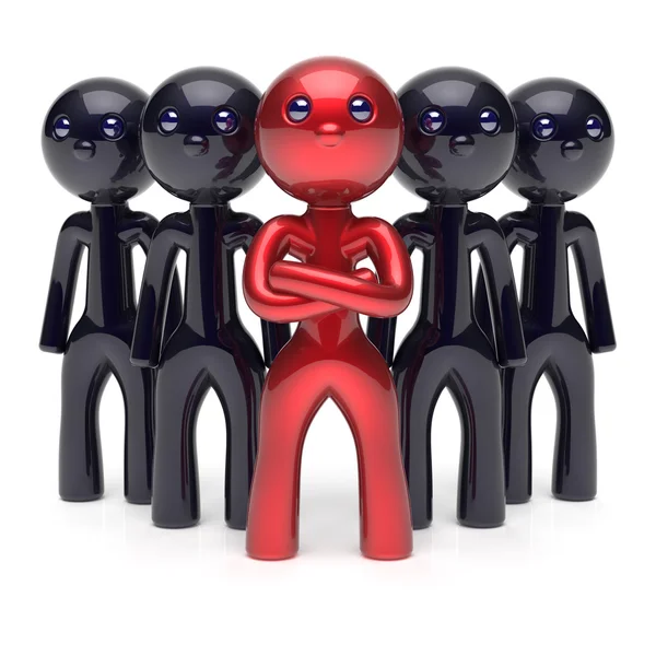 Teamwork leadership stylized red character black men team — Stock Fotó