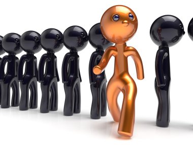 Different people unique man character stand out from the crowd
