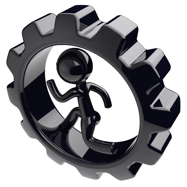 Gearwheel man character inside gear wheel businessman — 图库照片