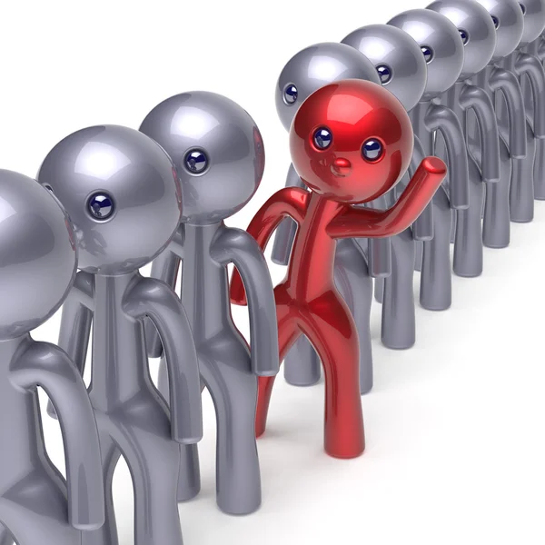 Stand out from the crowd man stylized character different red — Stock Photo, Image