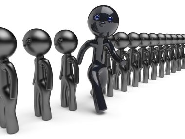 Unique different character man stand out from the crowd black