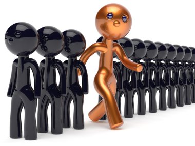 Big man character stand out from the crowd different person