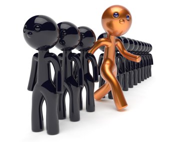 Different people big character run to new opportunities icon