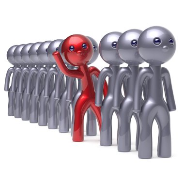 Stylized character stand out from the crowd man different icon
