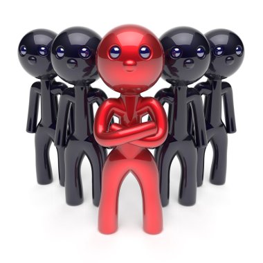 Kırmızı karakter lider kırmızı liderlik takım çalışması patron stilize