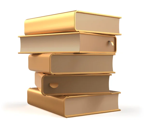 Libri d'oro libro di testo pila oro giallo segnalibri in bianco — Foto Stock