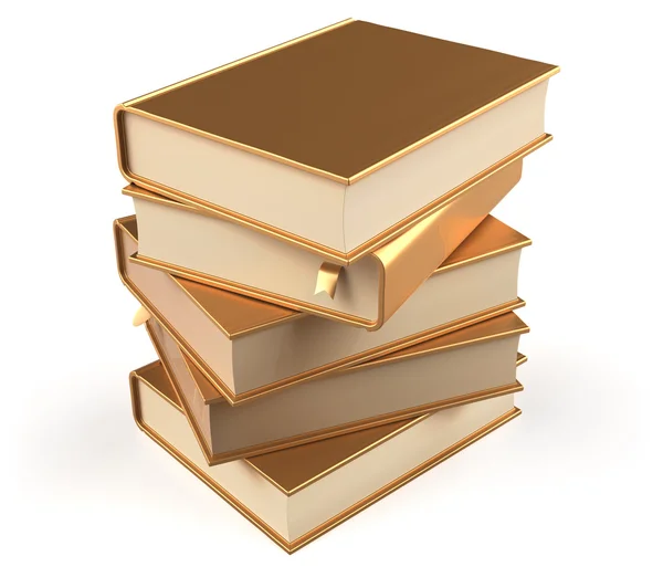Libro oro dorato pila di libri copre libri di testo in bianco — Foto Stock