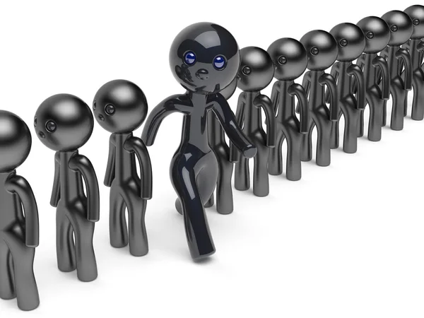 Man stand out from the crowd different character think differ — Stock Photo, Image