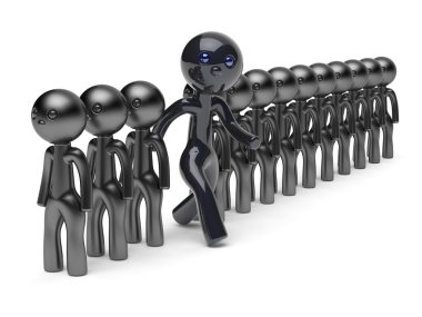 Farklı adam siyah kalabalık karakter insanlardan öne