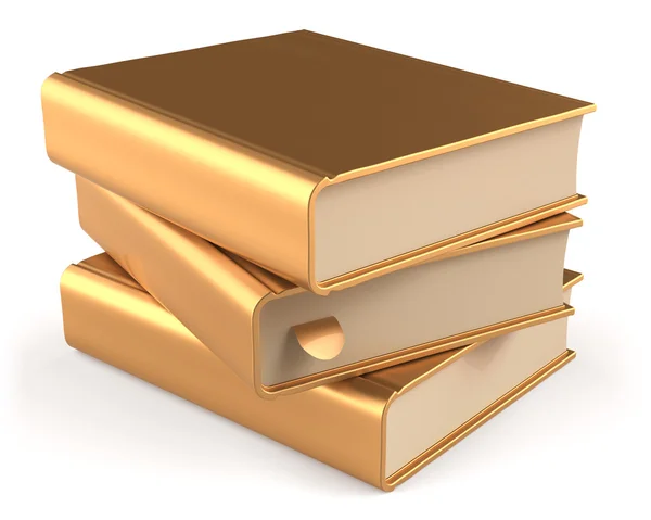 Books textbook stack golden three 3 blank yellow gold icon — Stock Photo, Image