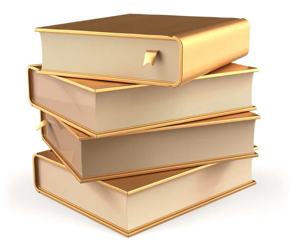 Books golden four 4 textbook stack blank yellow gold icon — Stock Photo, Image