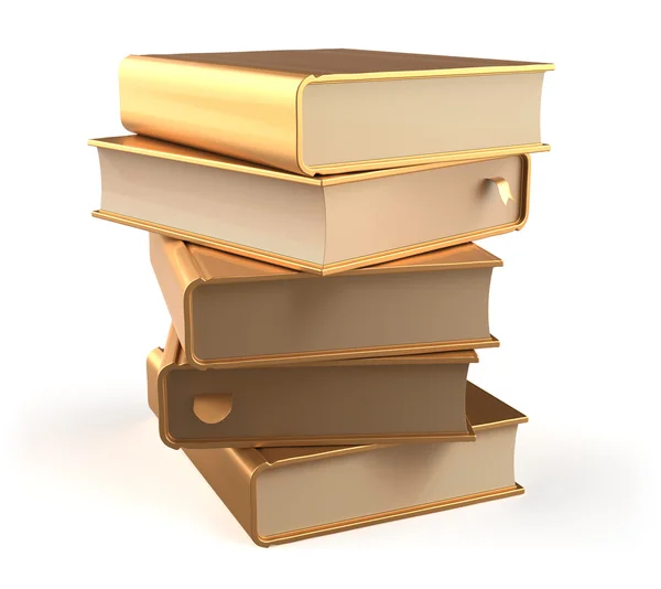 Libri di testo libro d'oro pila di libri copertine oro bianco — Foto Stock