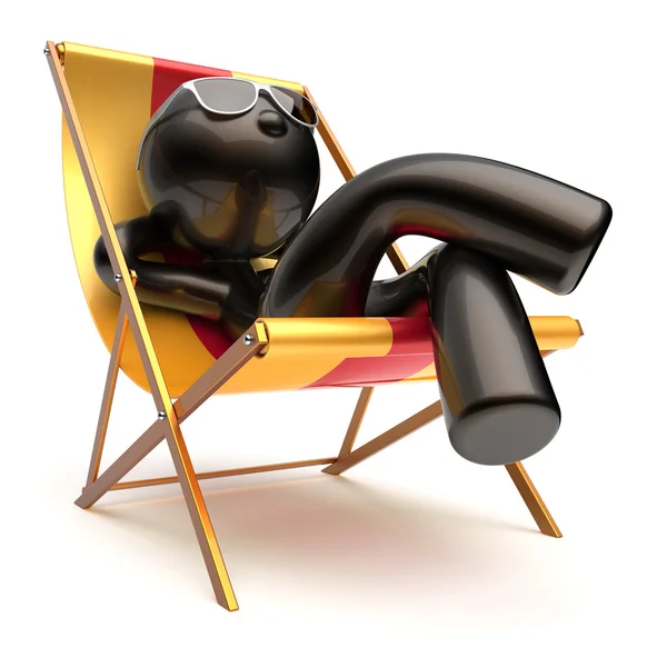 Man carefree relax chilling beach deck chair summer outdoor — Stok fotoğraf