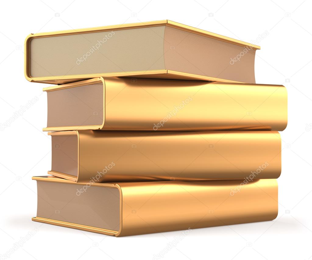 Goldan books 4 textbooks stack gold blank yellow answers