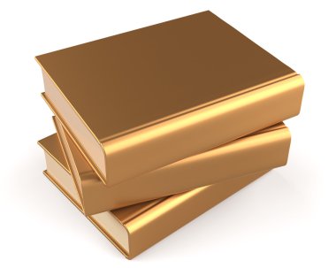 Books three blank golden textbook stack yellow gold icon