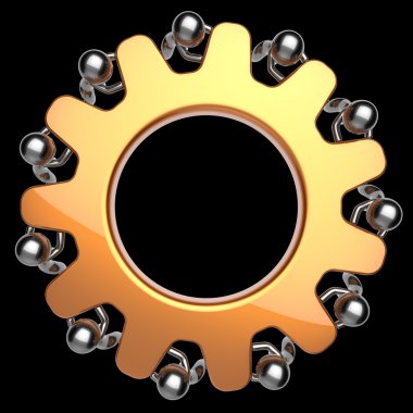 Ekip çalışması ortaklık gearwheel erkek karakter Dişli çark