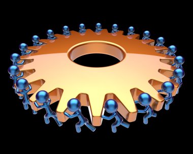 Partnership teamwork guy characters gearwheel business