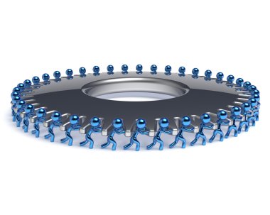 İş süreci gearwheel erkek karakter çalışması zor