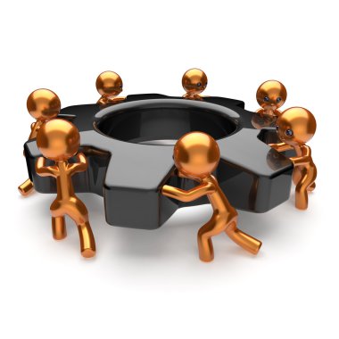 Gearwheel karikatür iş süreci takım çalışması