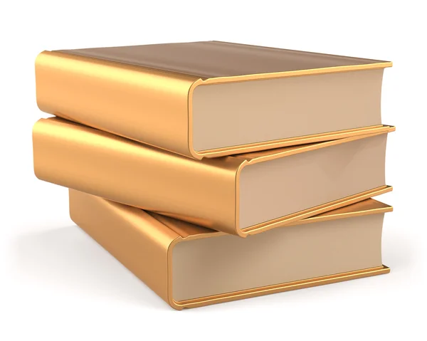 Golden books 3 three textbook stack blank yellow gold icon — Stockfoto