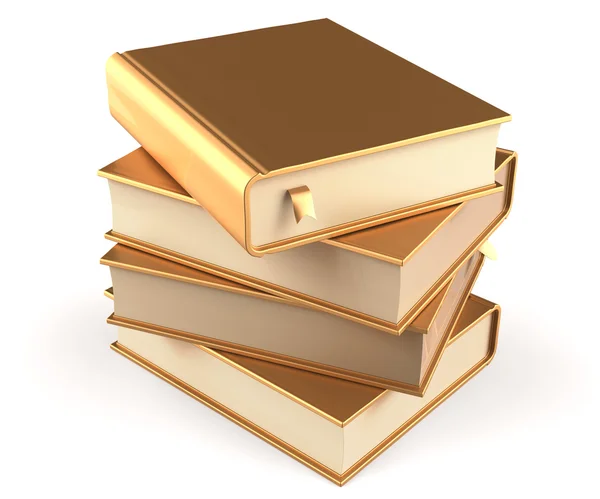 Books stack of book blank golden covers yellow textbooks — Stockfoto