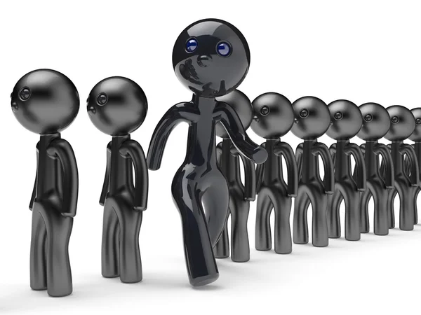 Different people man stand out from crowd giant character — Stock Photo, Image
