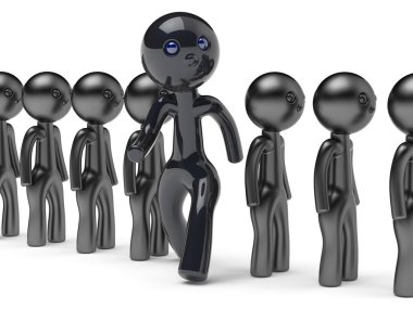 Stand out from crowd different people man character black