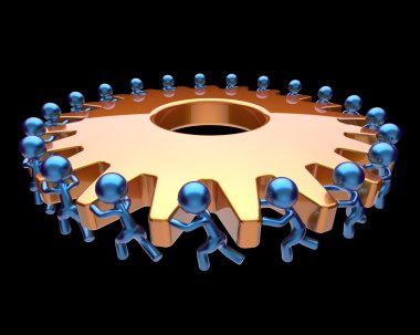 Teamwork partnership gear wheel cogwheel business process