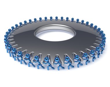 Business process gearwheel men characters teamwork icon