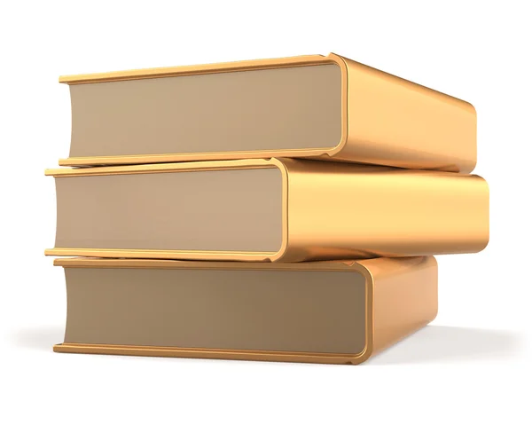 Books three 3 textbooks stack golden blank yellow gold — Stockfoto