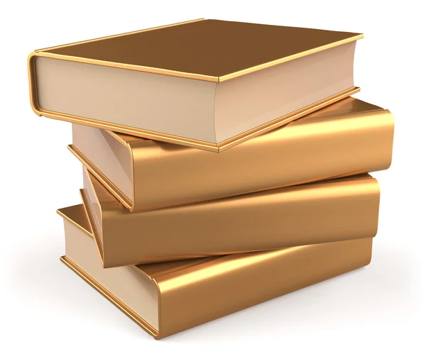 Books blank textbook stack gold yellow golden manual faq — Stock Photo, Image