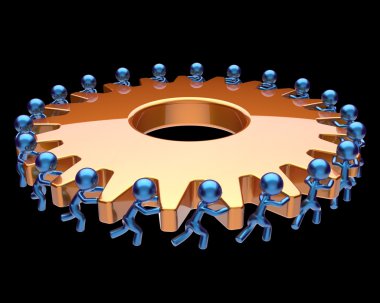 Erkekler takım çalışması ortaklık gearwheel karikatür karakter