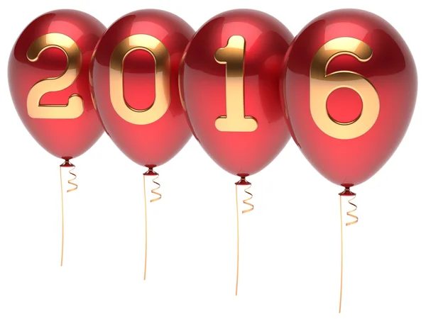 2016 New Years Eve balloons party decoration red golden — Stock Photo, Image