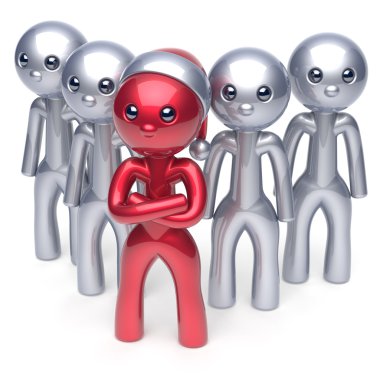 Successful team leader Santa Claus hat boss character team